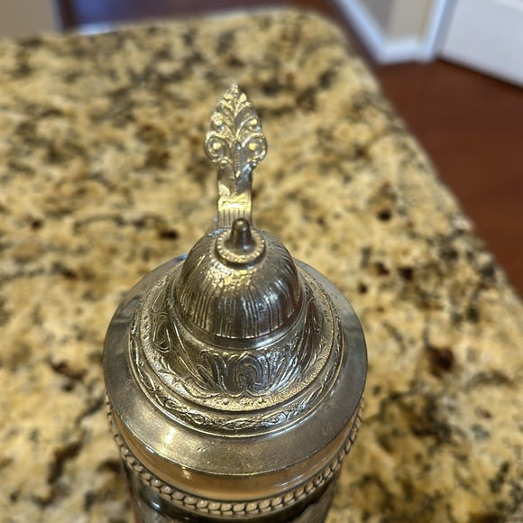 Vintage Original Gerzit W. Germany Handgemalt Long Horn Lidded Beer Stein 9.5” - Picture 6 of 8